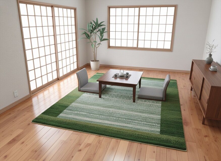 天然ラグ ガゼニラハット COLOR Ver, ラグ 201x140cm Green D832