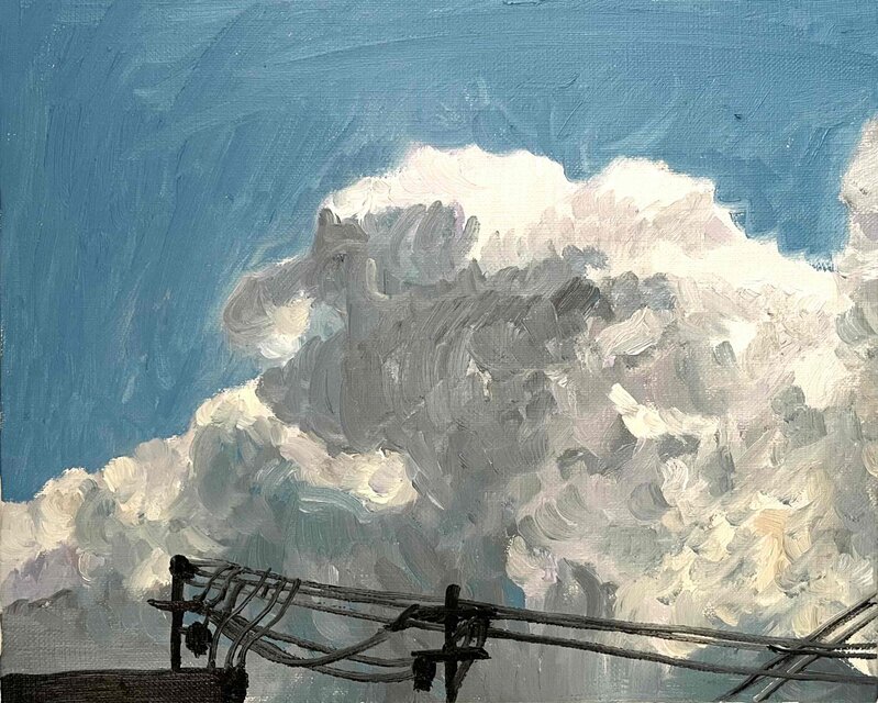 油彩画 原画「近所の風景 その2」アート 絵画 22×27㎝ F3 キャンバス