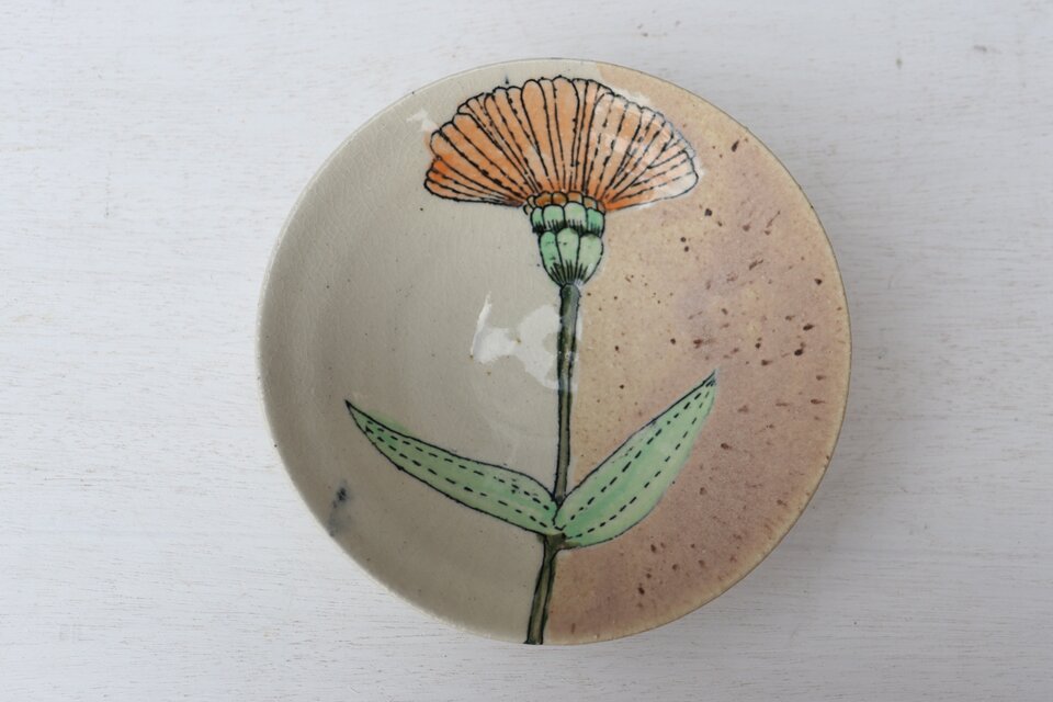 高 高台皿：名前も知らない草花③ | iichi 日々の暮らしを心地よくする