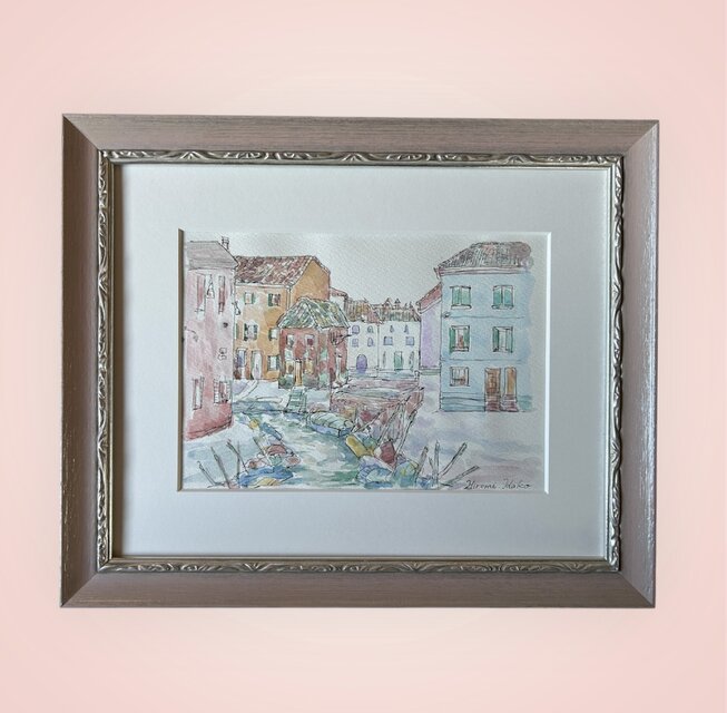 近くの島へちょっと寄り道（イタリア、ヴェネツィアの島、原画、透明