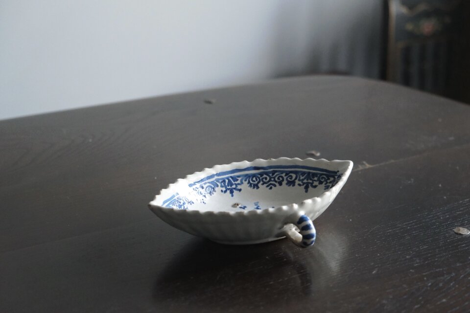 18世紀 南仏 陶器 青絵 ラヴィエ フランス アンティーク 0502453