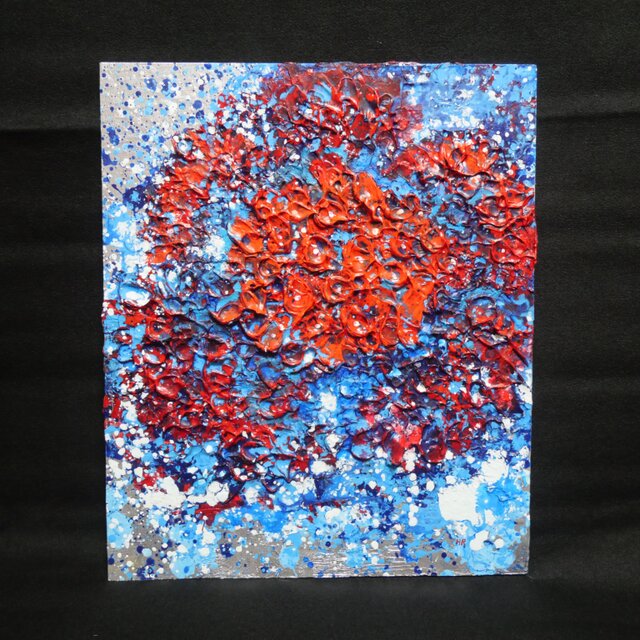 原画】梅雨空を彩る。深く鮮やかな「赤い紫陽花」の油彩画 | iichi