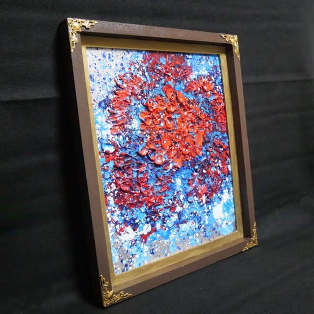 原画】梅雨空を彩る。深く鮮やかな「赤い紫陽花」の油彩画 | iichi