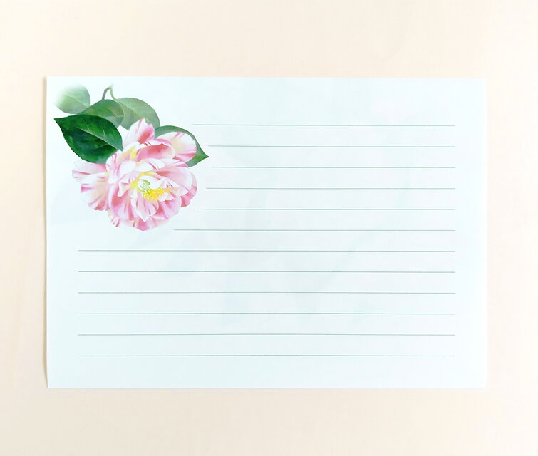 斑入り椿のレターセット A5サイズ横書き | iichi 日々の暮らしを