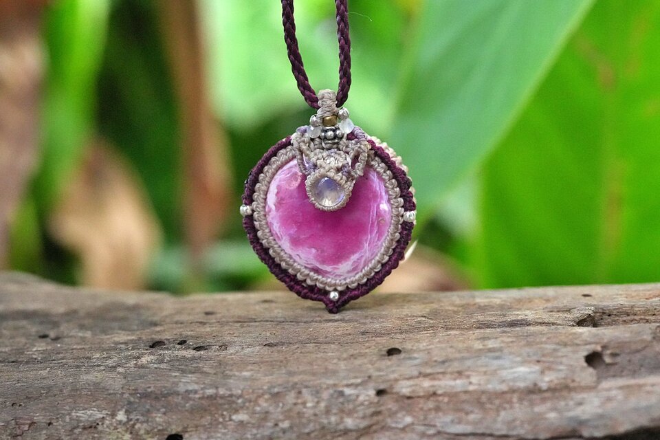 マイカサンストーン マクラメネックレス マクラメ編み § サンストーン