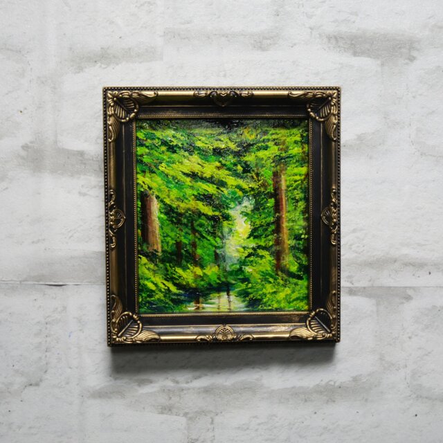 油絵 油彩 油彩画 絵 絵画 ミニ色紙【緑の湖】 油絵 油彩 油彩画 絵 絵画 ミニ色紙【緑の湖】 絵画 HR 通販