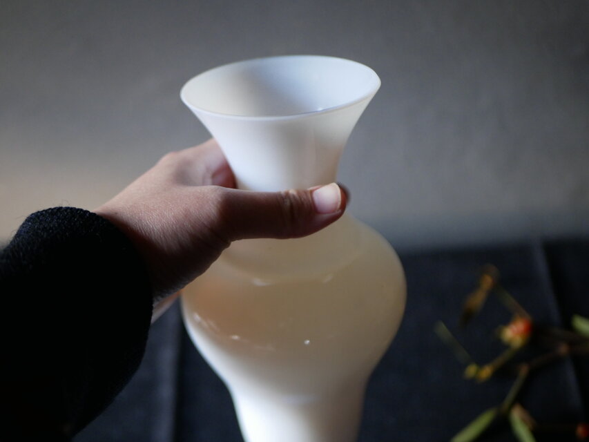 オパリンフラワーベース 花器 花瓶 オパリン フランスヴィンテージ
