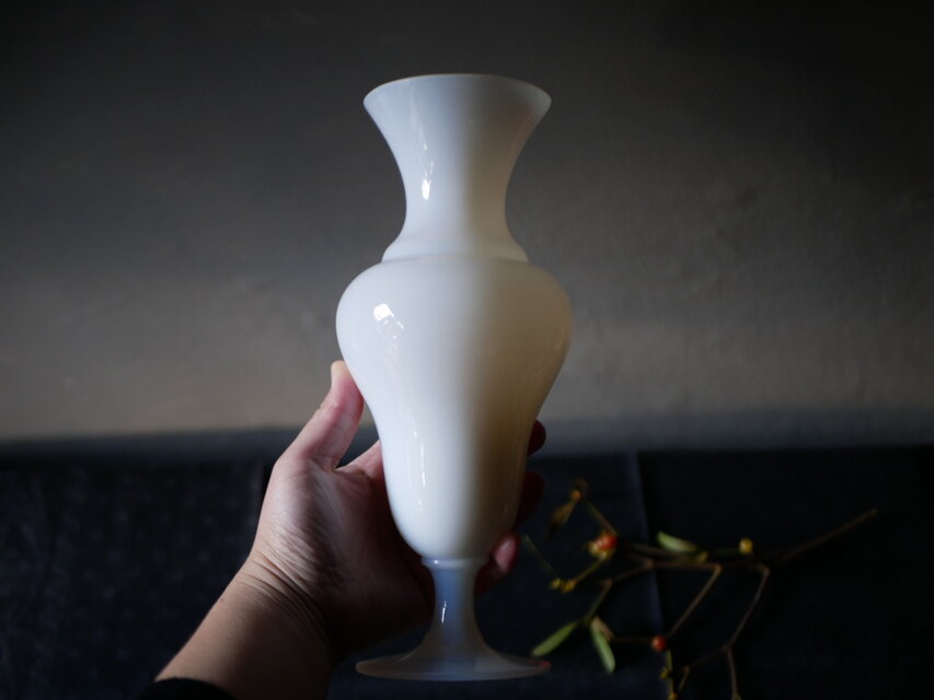 オパリンフラワーベース 花器 花瓶 オパリン フランスヴィンテージ