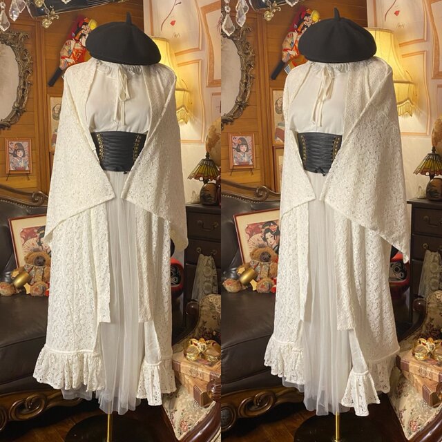 和洋折衷 総レース浴衣 2way ガウン 羽織り ドレス ワンピース