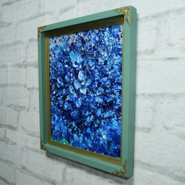 油絵 油彩画 絵画【梅雨の雨】雨の日の紫陽花（あじさい）風景画 原画