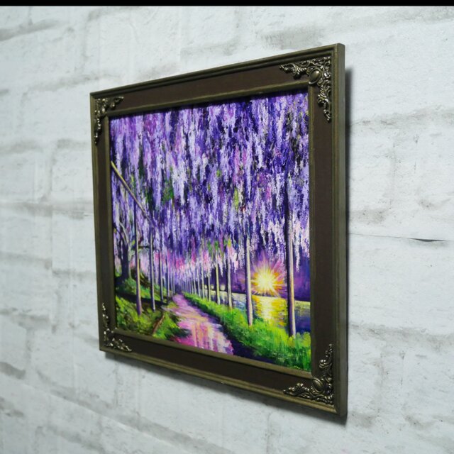 幻想的な光 油絵/油彩画【藤のライトアップ】絵画 原画 | iichi 日々の