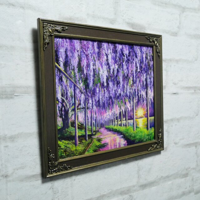 幻想的な光 油絵/油彩画【藤のライトアップ】絵画 原画 | iichi 日々の