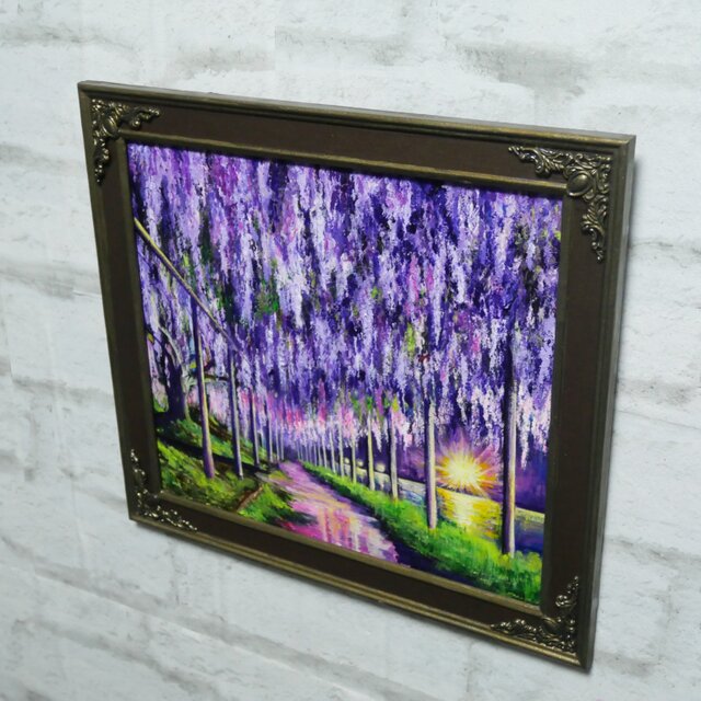 幻想的な光 油絵/油彩画【藤のライトアップ】絵画 原画 | iichi 日々の