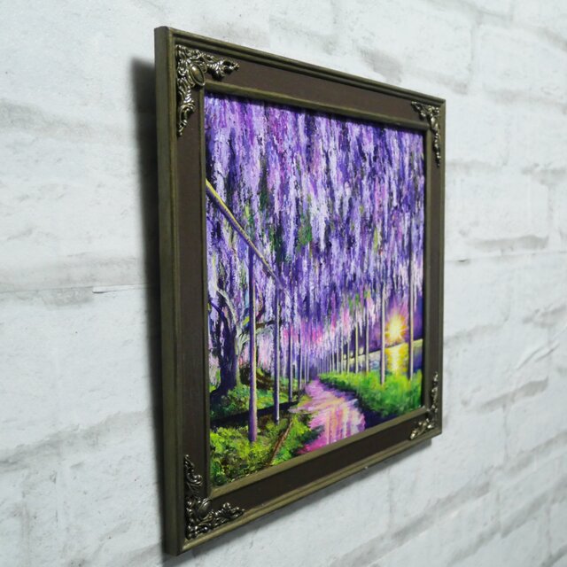 幻想的な光 油絵/油彩画【藤のライトアップ】絵画 原画 | iichi 日々の