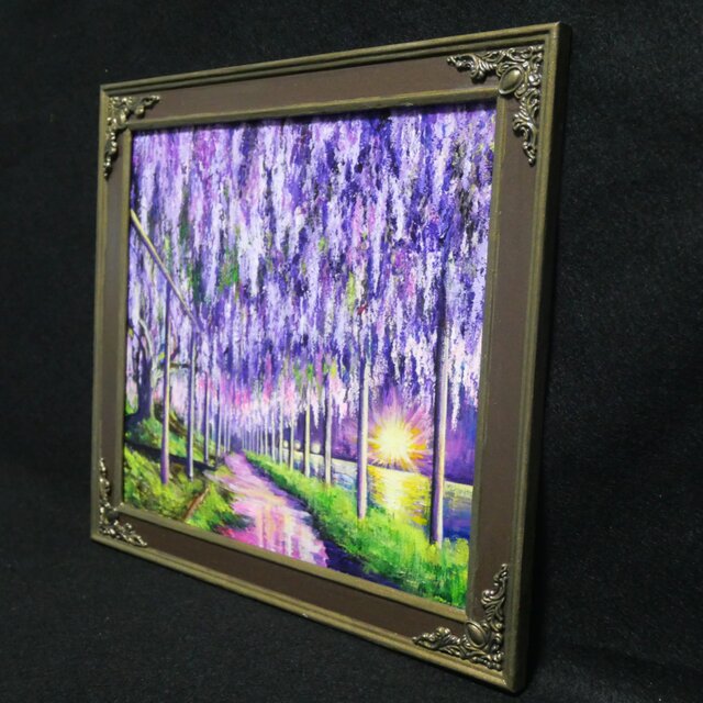 幻想的な光 油絵/油彩画【藤のライトアップ】絵画 原画 | iichi 日々の