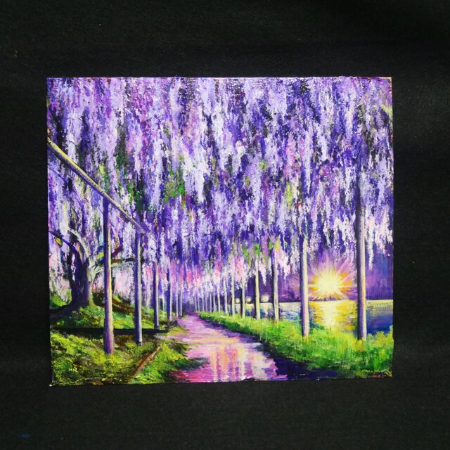 幻想的な光 油絵/油彩画【藤のライトアップ】絵画 原画 | iichi 日々の
