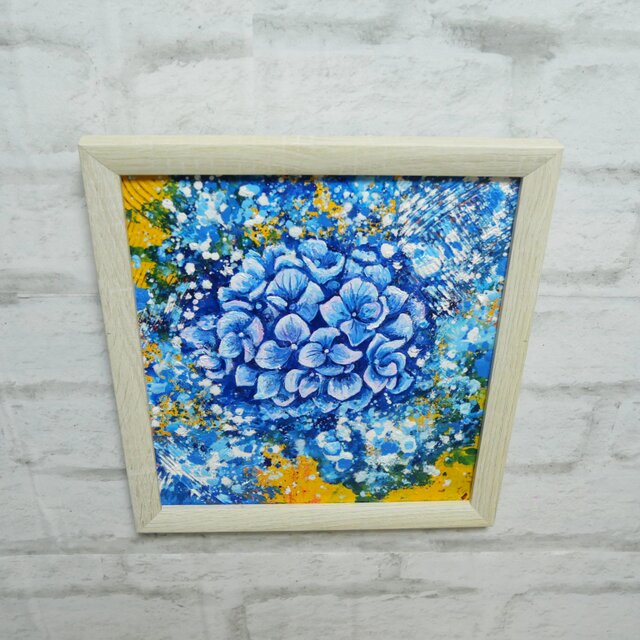 油絵】 【雨と紫陽花】しずくきらめく、青い季節の油絵 原画 | iichi