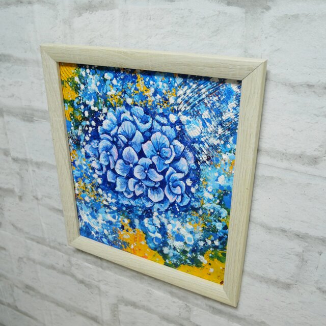 油絵】 【雨と紫陽花】しずくきらめく、青い季節の油絵 原画 | iichi