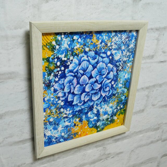 油絵】 【雨と紫陽花】しずくきらめく、青い季節の油絵 原画 | iichi