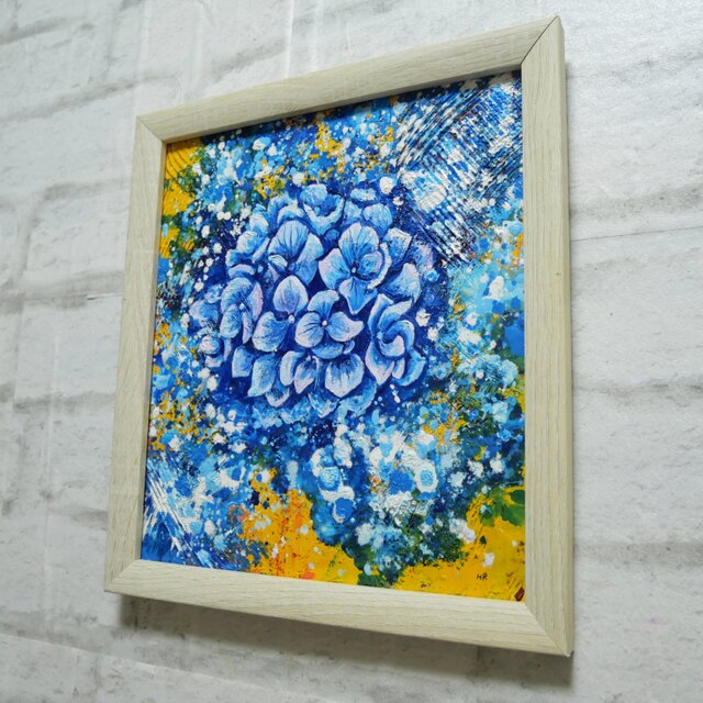 油絵】 【雨と紫陽花】しずくきらめく、青い季節の油絵 原画 | iichi