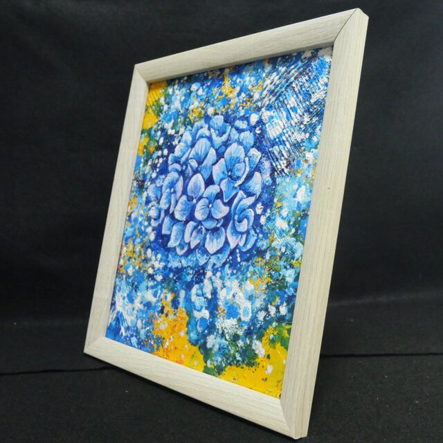 油絵】 【雨と紫陽花】しずくきらめく、青い季節の油絵 原画 | iichi