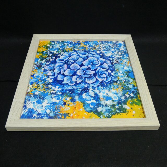 油絵】 【雨と紫陽花】しずくきらめく、青い季節の油絵 原画 | iichi