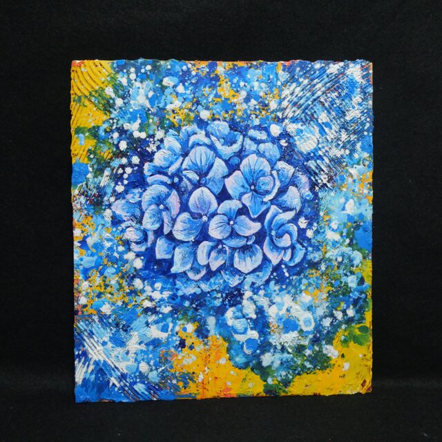油絵】 【雨と紫陽花】しずくきらめく、青い季節の油絵 原画 | iichi
