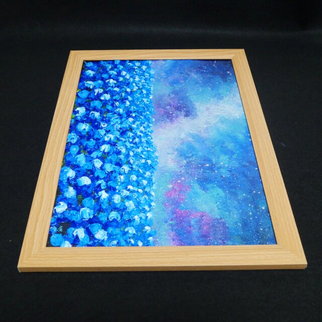 油絵 油彩 油彩画 絵 絵画【ネモフィラの田んぼに輝く天の川】 油絵 油彩 油彩画 絵 絵画【ネモフィラの田んぼに輝く天の川】 | iichi