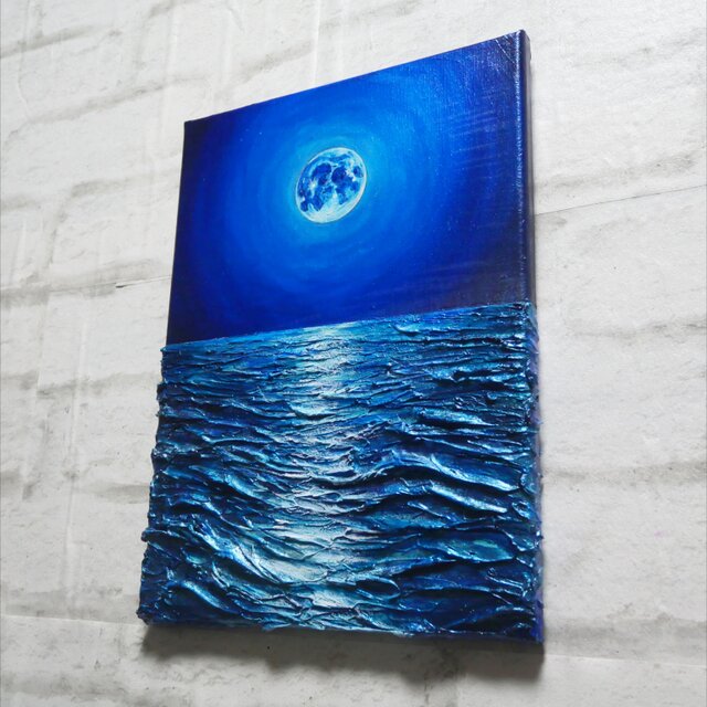 油絵 油彩 油彩画 絵 絵画 【青い月 】F4号 油絵 油彩 油彩画 絵 絵画 【青い月】F4号 | iichi 日々の暮らしを