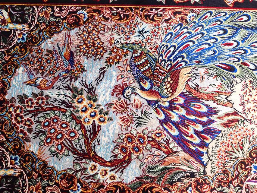 ペルシャ絨毯 ネイアブリシャム カシャーン産 ハイブリッドラグ 90x60