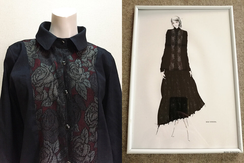 1点もの・デザイン画付き】高級シルクウール切り替えブラウス（KOJI 