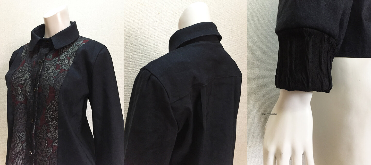 1点もの・デザイン画付き】高級シルクウール切り替えブラウス（KOJI 