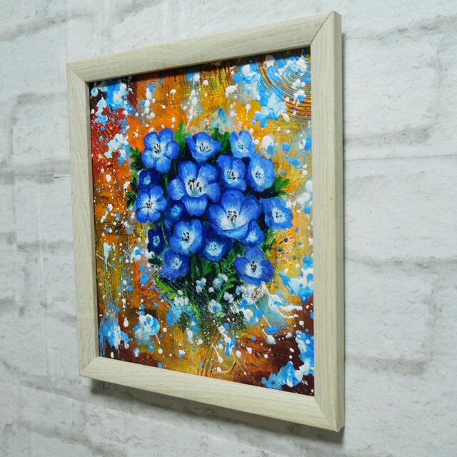 油絵【ネモフィラ】油彩画 絵画 インテリア雑貨 | iichi 日々の暮らし