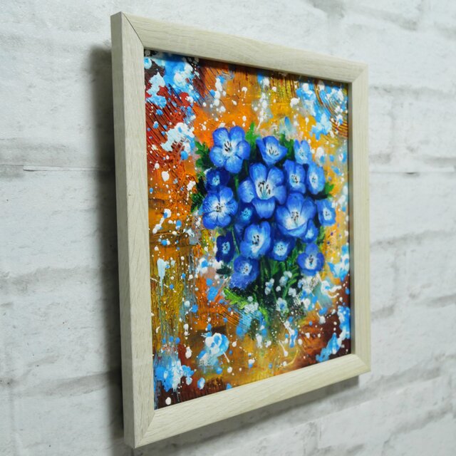 油絵【ネモフィラ】油彩画 絵画 インテリア雑貨 | iichi 日々の暮らし