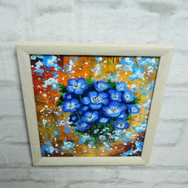 油絵【ネモフィラ】油彩画 絵画 インテリア雑貨 | iichi 日々の暮らし