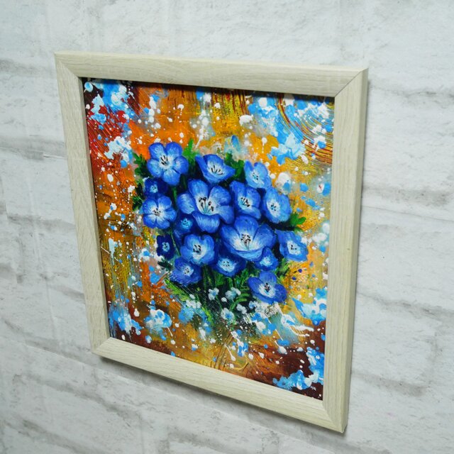油絵【ネモフィラ】油彩画 絵画 インテリア雑貨 | iichi 日々の暮らし