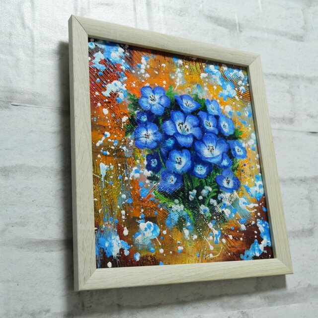 油絵【ネモフィラ】油彩画 絵画 インテリア雑貨 | iichi 日々の暮らし