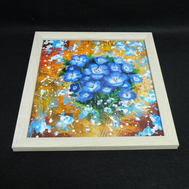 油絵【ネモフィラ】油彩画 絵画 インテリア雑貨 | iichi 日々の暮らし