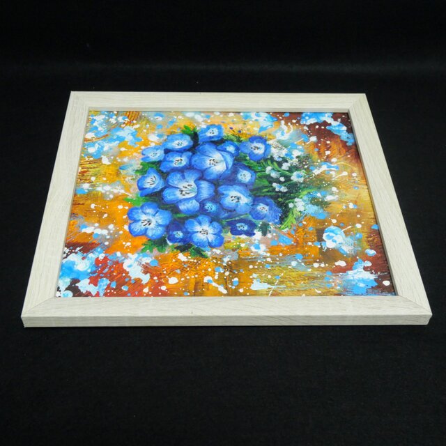 油絵【ネモフィラ】油彩画 絵画 インテリア雑貨 | iichi 日々の暮らし