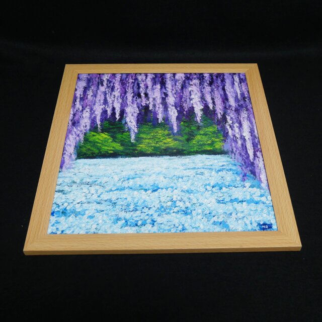 油絵 油彩 油彩画 絵 絵画【ネモフィラと藤の花】春〜初夏を感じる