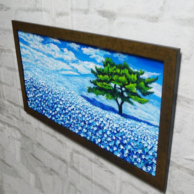 油絵 絵画 アートパネル【青いネモフィラの丘】 油絵 絵画 アートパネル【ネモフィラの丘】 | HIROSHI1990
