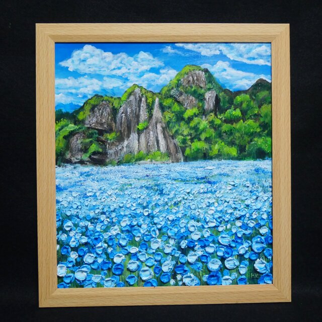 油絵 油彩 油彩画 絵 絵画 【青の洞窟のネモフィラ】 | iichi 日々の