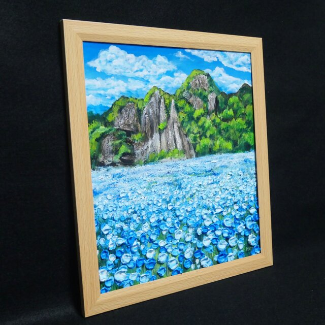 油絵 油彩 油彩画 絵 絵画 【青の洞窟のネモフィラ】 | iichi 日々の