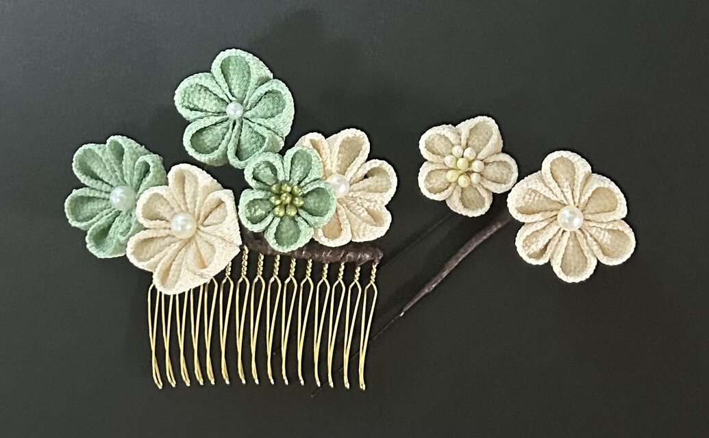 カラーオーダー承ります 花 かんざし 伝統 つまみ細工 髪飾り ちりめん 髪飾りオーダーメイドについて