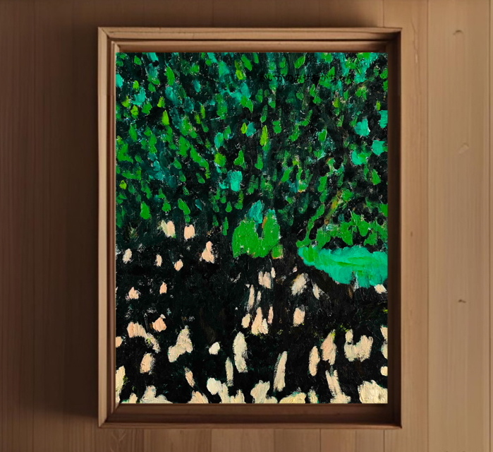 原画・油彩「夏の公園」絵画・F6（32×41㎝）アート・キャンバス 原画・油彩「夏の公園」絵画・F6（32×41㎝）アート・キャンバス