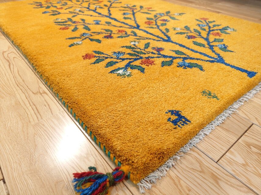 ペルシャ　ギャッベ ミニランナー　115×43 黄金色　ヤギ ペルシャ ギャッベ ミニランナー 115×43 黄金色 ヤギ 【公式通販】