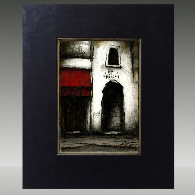 油絵「パリの午後 ― Rue de l’Escargot」 風景画 街角の絵 パリの絵 「路地裏のレストラン」 | iichi 日々の