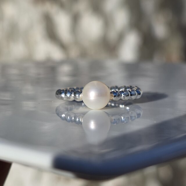 Pearl まるまるつぶつぶ 淡水パール約7㎜ シルバーSV925リング