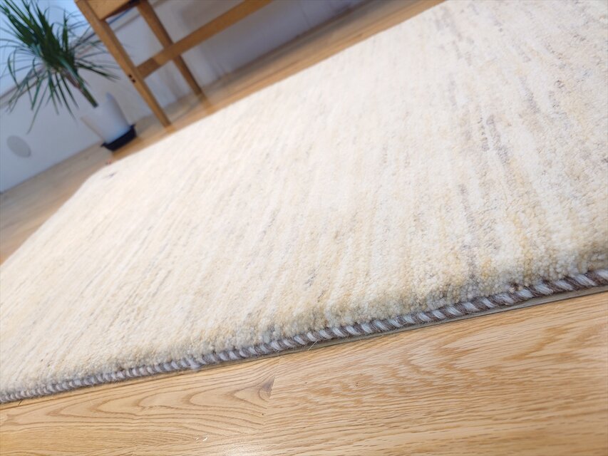 ペルシャ ギャッベ 玄関マット大 ラグ 130x82㎝ アイボリー シンプル