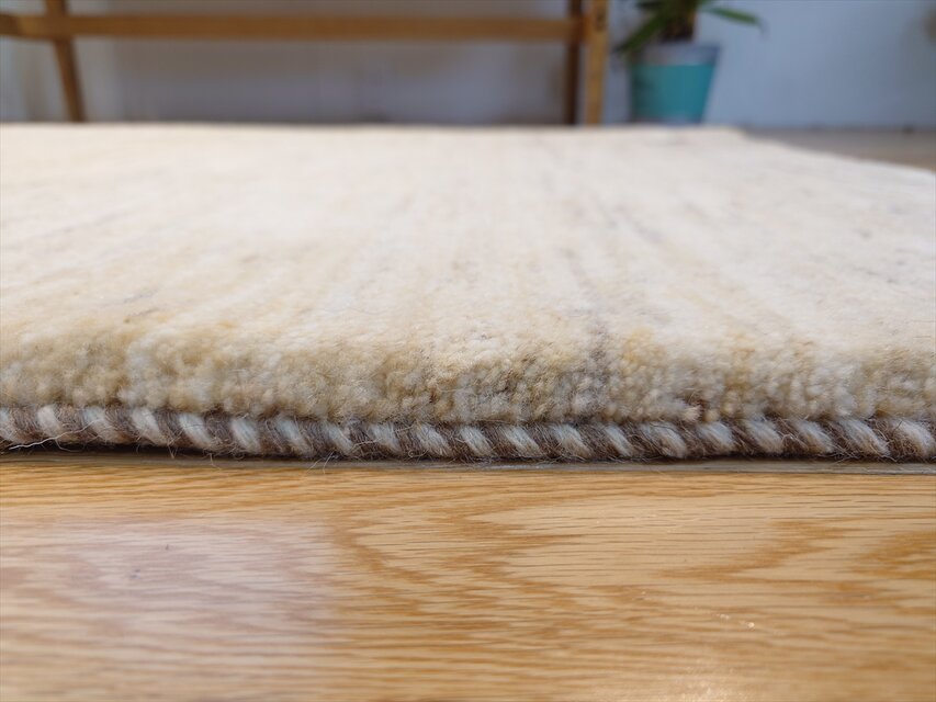 ペルシャ ギャッベ 玄関マット大 ラグ 130x82㎝ アイボリー シンプル